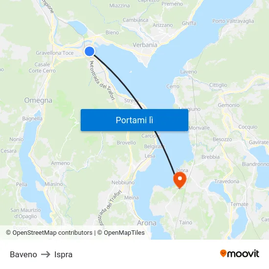 Baveno to Ispra map