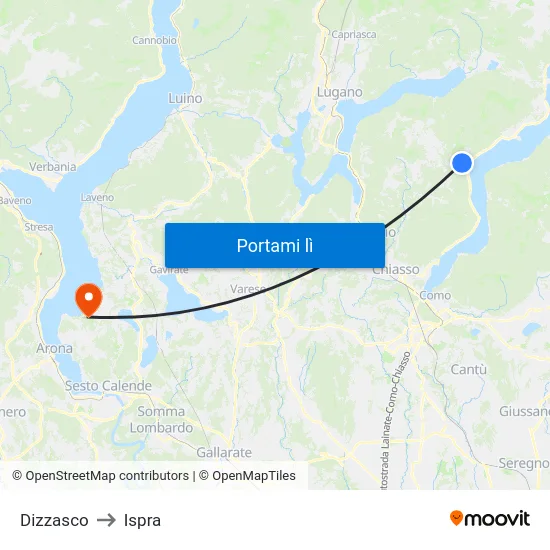 Dizzasco to Ispra map