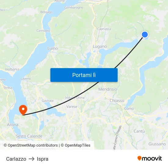 Carlazzo to Ispra map