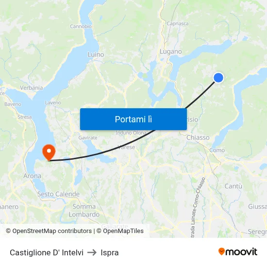 Castiglione D' Intelvi to Ispra map