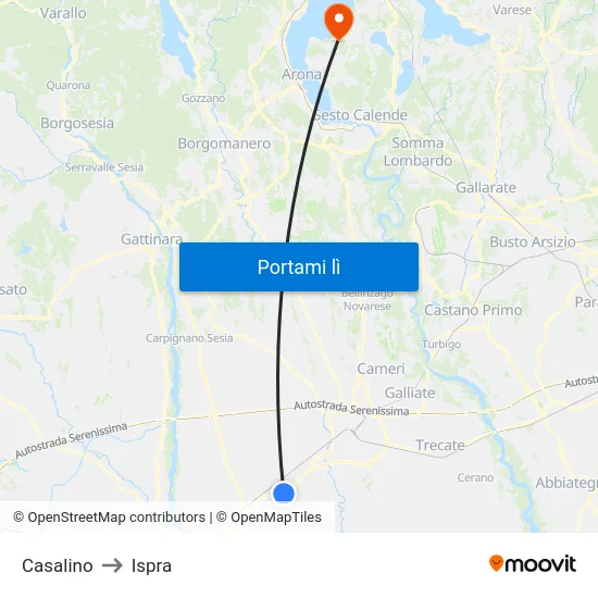 Casalino to Ispra map