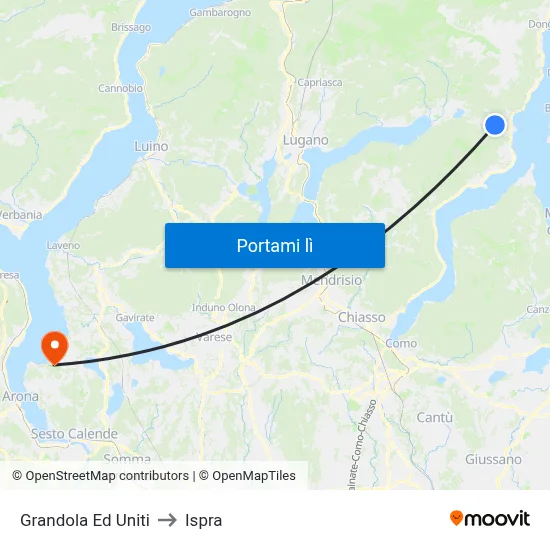 Grandola Ed Uniti to Ispra map