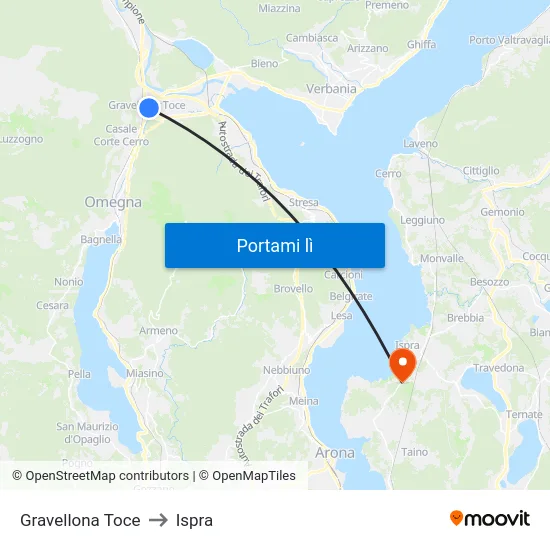 Gravellona Toce to Ispra map