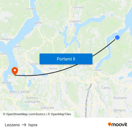 Lezzeno to Ispra map