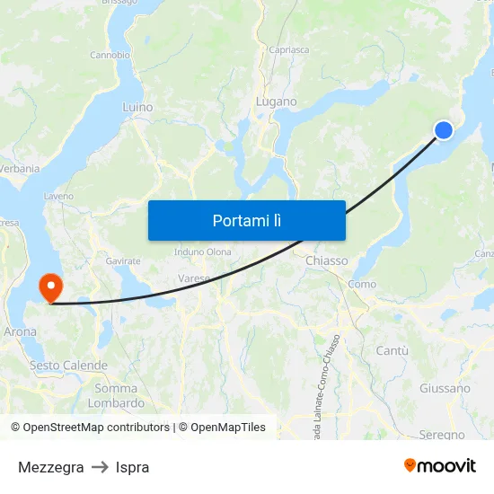 Mezzegra to Ispra map