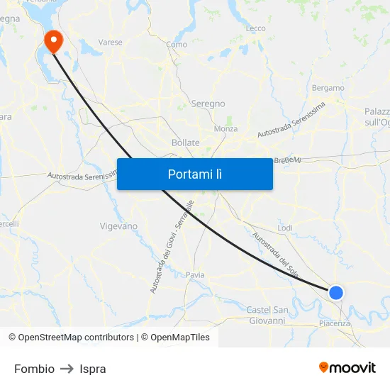 Fombio to Ispra map
