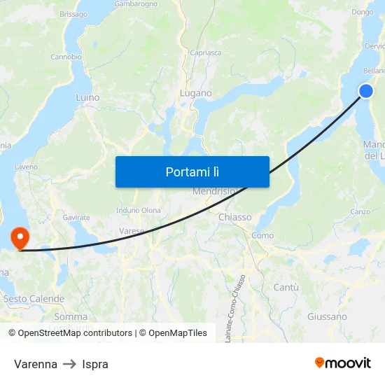Varenna to Ispra map