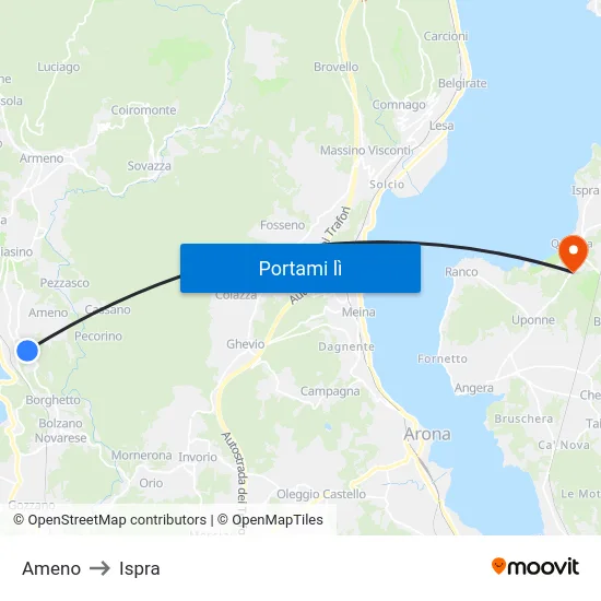 Ameno to Ispra map