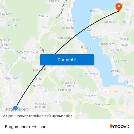 Borgomanero to Ispra map