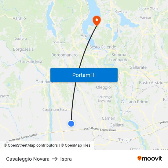 Casaleggio Novara to Ispra map