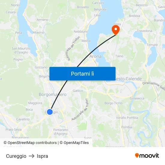 Cureggio to Ispra map