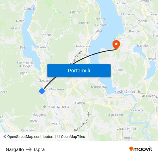 Gargallo to Ispra map