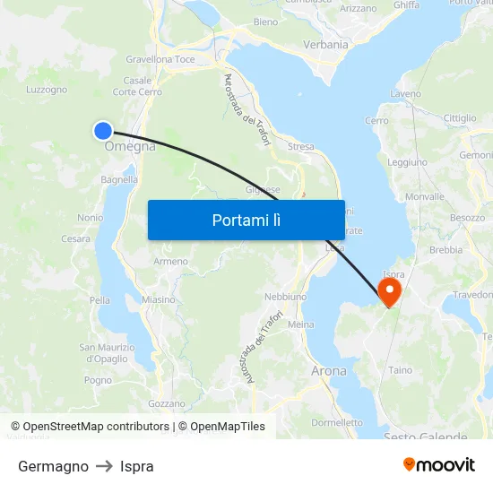Germagno to Ispra map