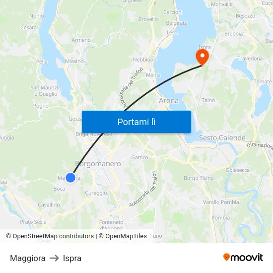 Maggiora to Ispra map