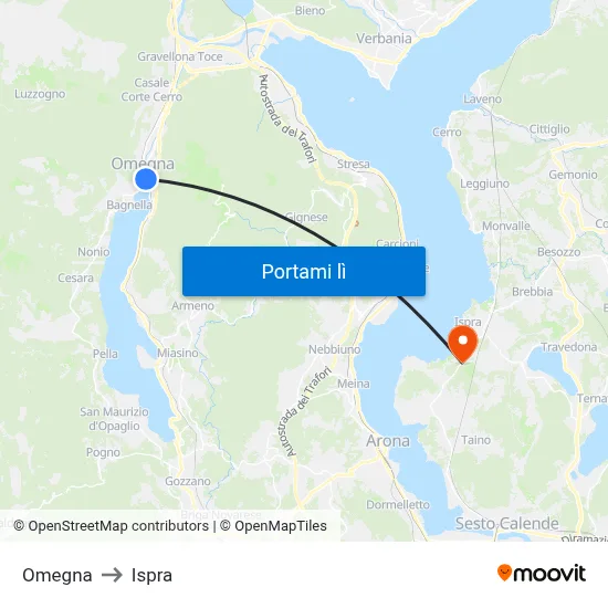 Omegna to Ispra map