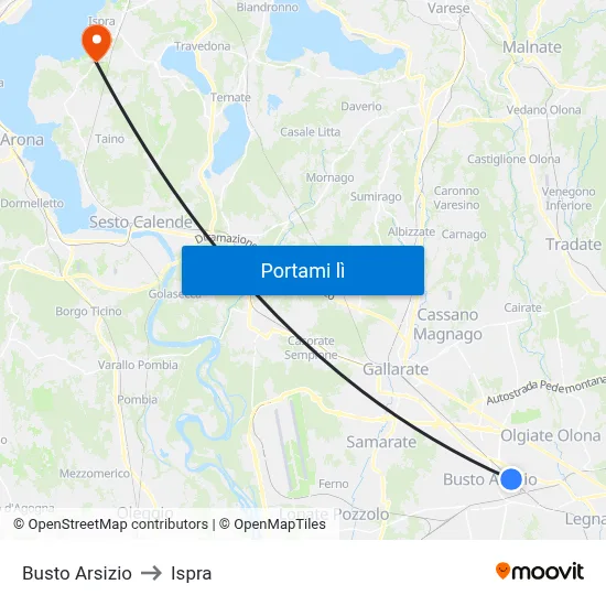 Busto Arsizio to Ispra map