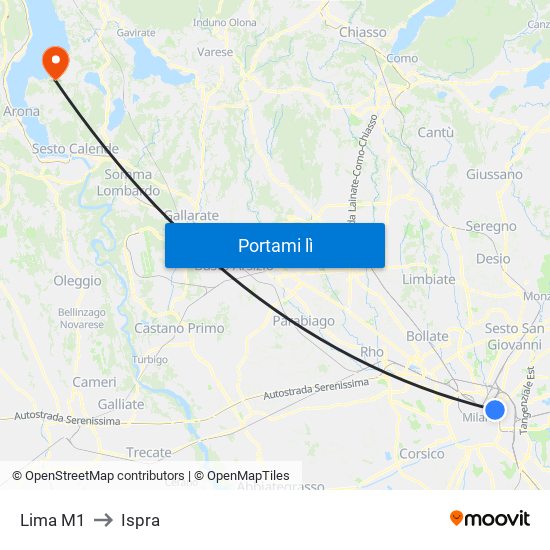 Lima M1 to Ispra map