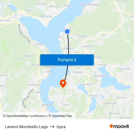 Laveno-Mombello Lago to Ispra map