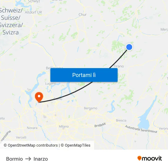 Bormio to Inarzo map