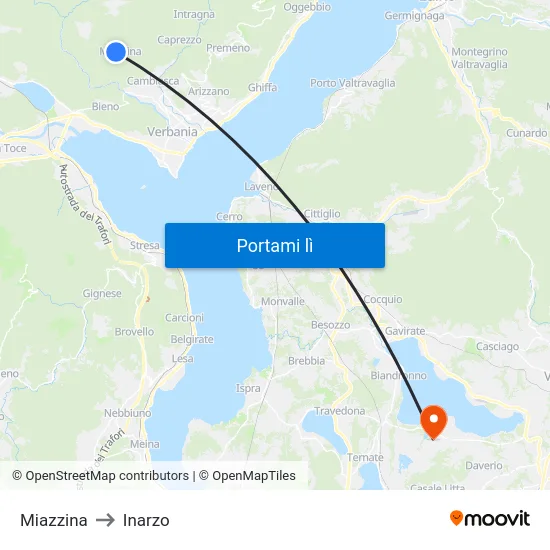 Miazzina to Inarzo map