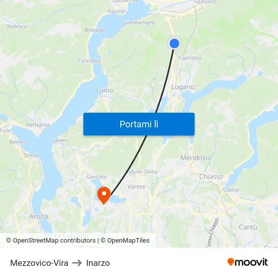 Mezzovico-Vira to Inarzo map