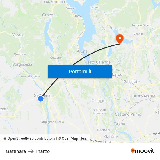 Gattinara to Inarzo map
