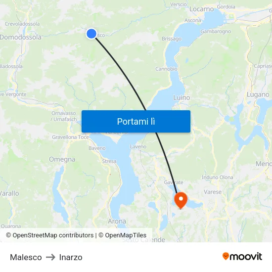 Malesco to Inarzo map