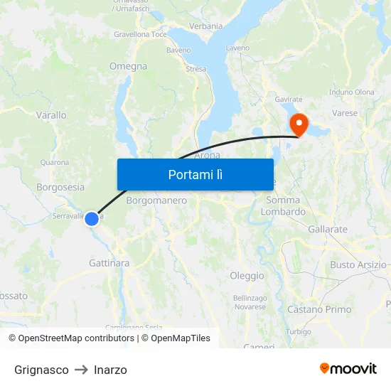 Grignasco to Inarzo map