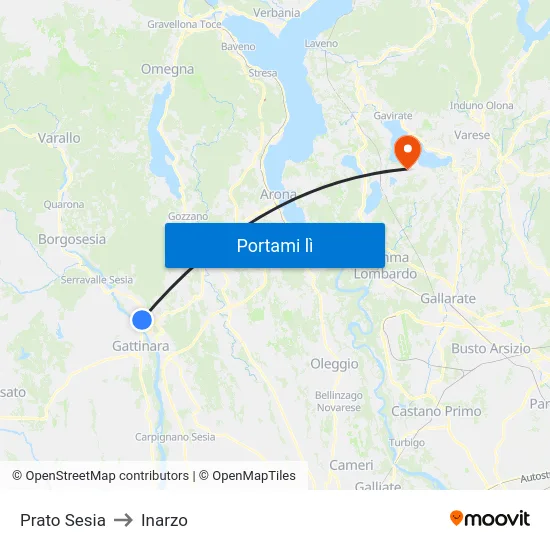 Prato Sesia to Inarzo map