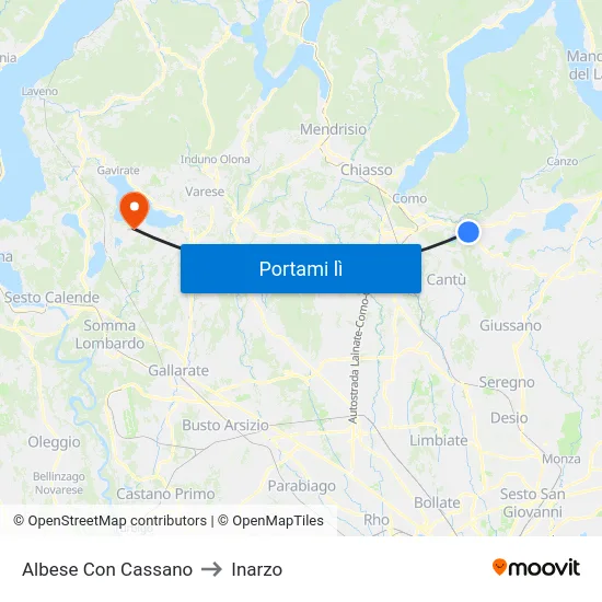 Albese Con Cassano to Inarzo map