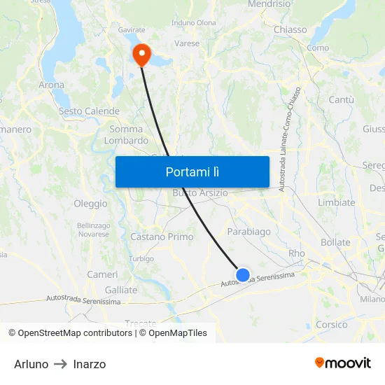 Arluno to Inarzo map