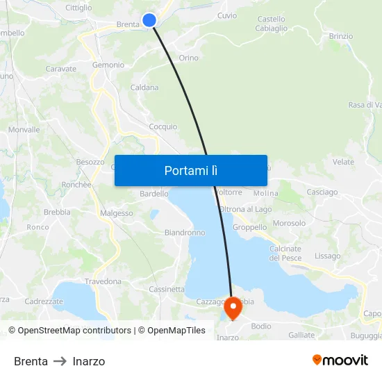 Brenta to Inarzo map