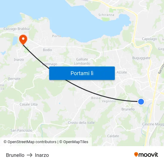 Brunello to Inarzo map
