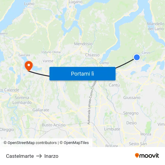 Castelmarte to Inarzo map