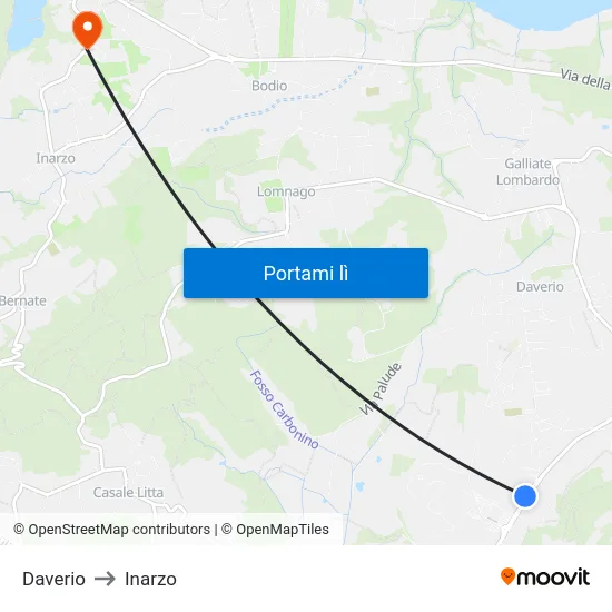 Daverio to Inarzo map