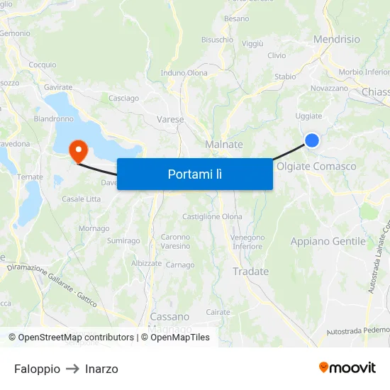 Faloppio to Inarzo map