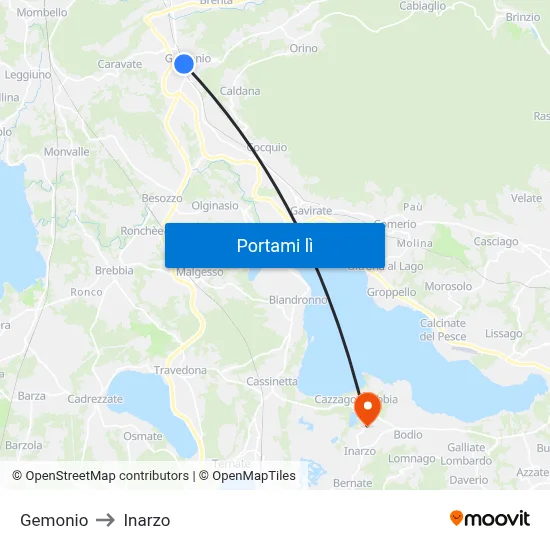 Gemonio to Inarzo map