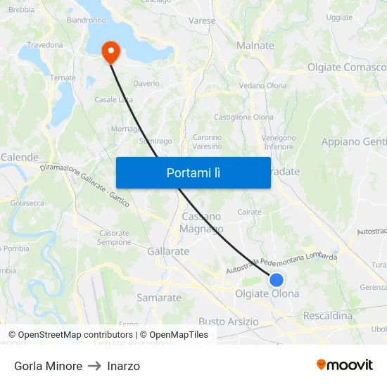 Gorla Minore to Inarzo map