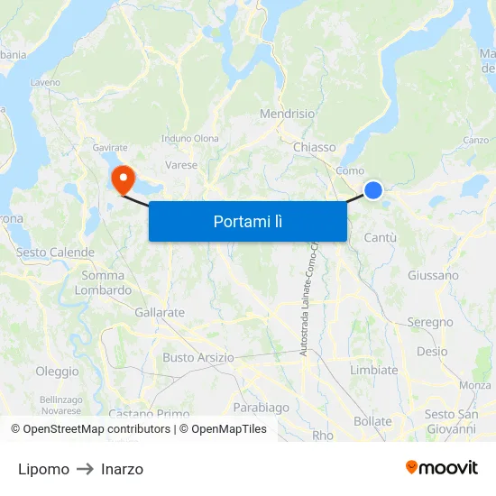 Lipomo to Inarzo map