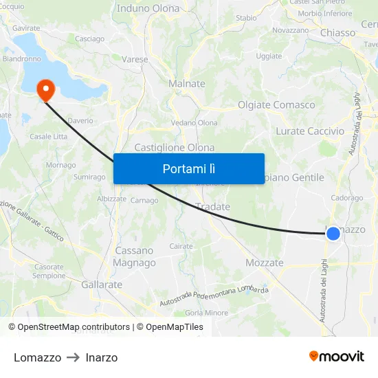Lomazzo to Inarzo map