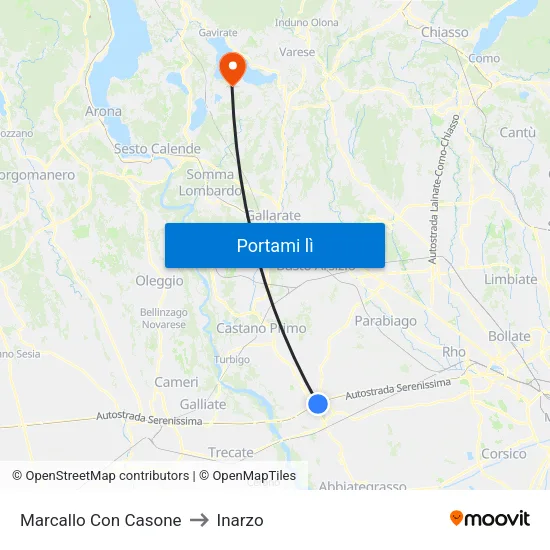 Marcallo Con Casone to Inarzo map