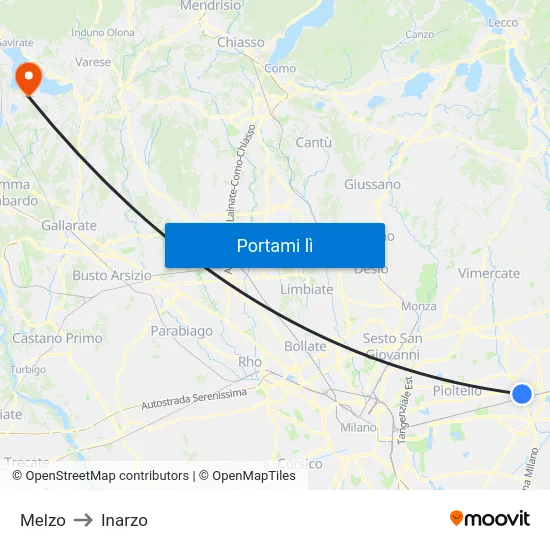 Melzo to Inarzo map
