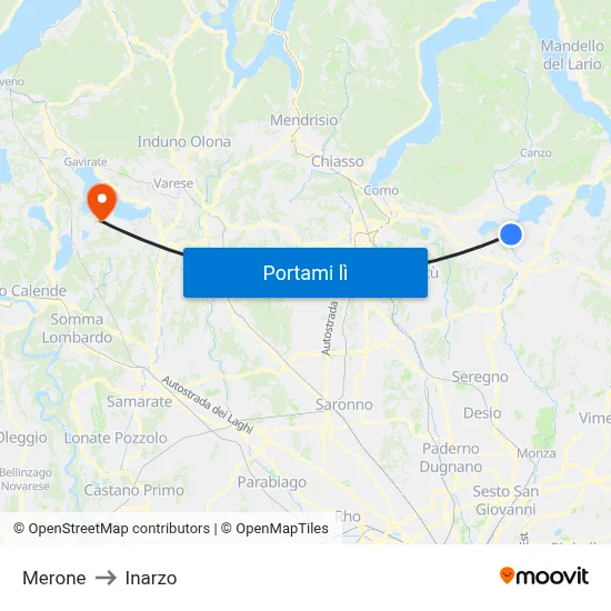 Merone to Inarzo map