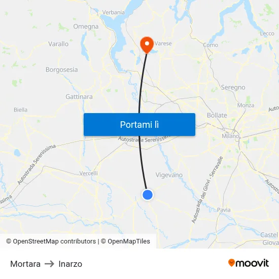 Mortara to Inarzo map