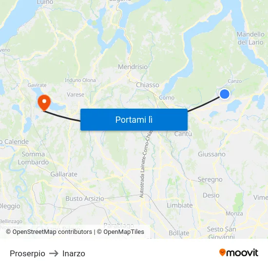 Proserpio to Inarzo map