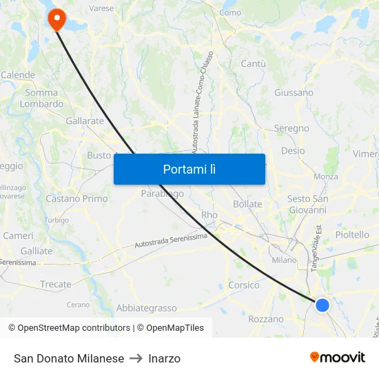 San Donato Milanese to Inarzo map