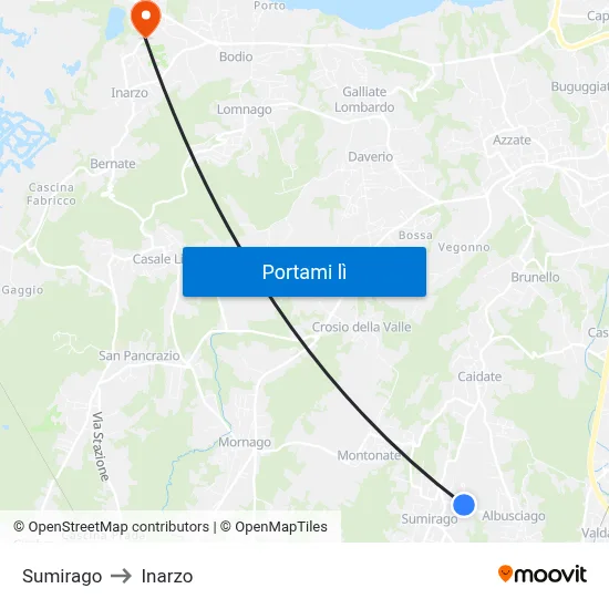 Sumirago to Inarzo map