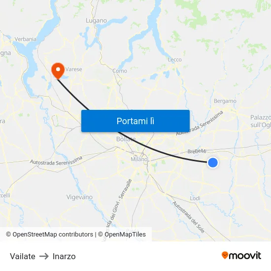 Vailate to Inarzo map