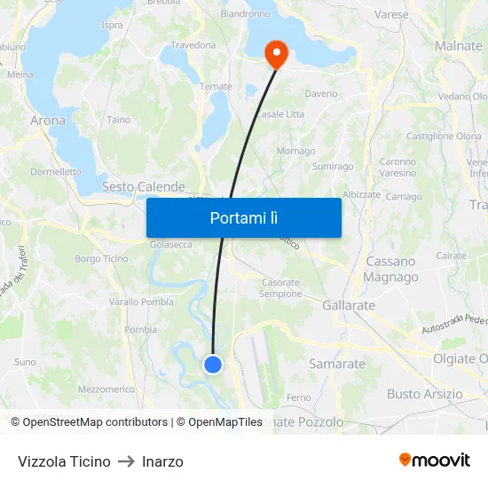 Vizzola Ticino to Inarzo map