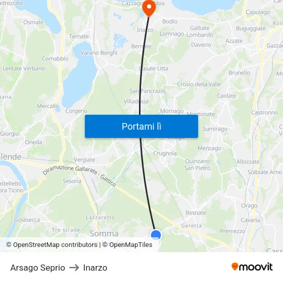 Arsago Seprio to Inarzo map